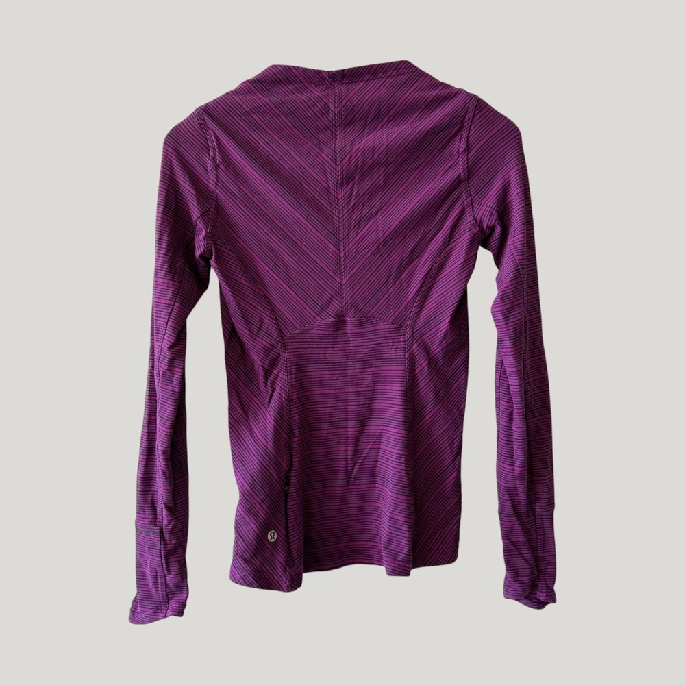 Lululemon Stripe Regal Plum Naval Blue Kanto Catch Me Long Sleeve Womens Size 4 - Picture 10 of 13